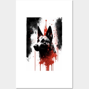 German Shepherd Grunge Painting Posters and Art